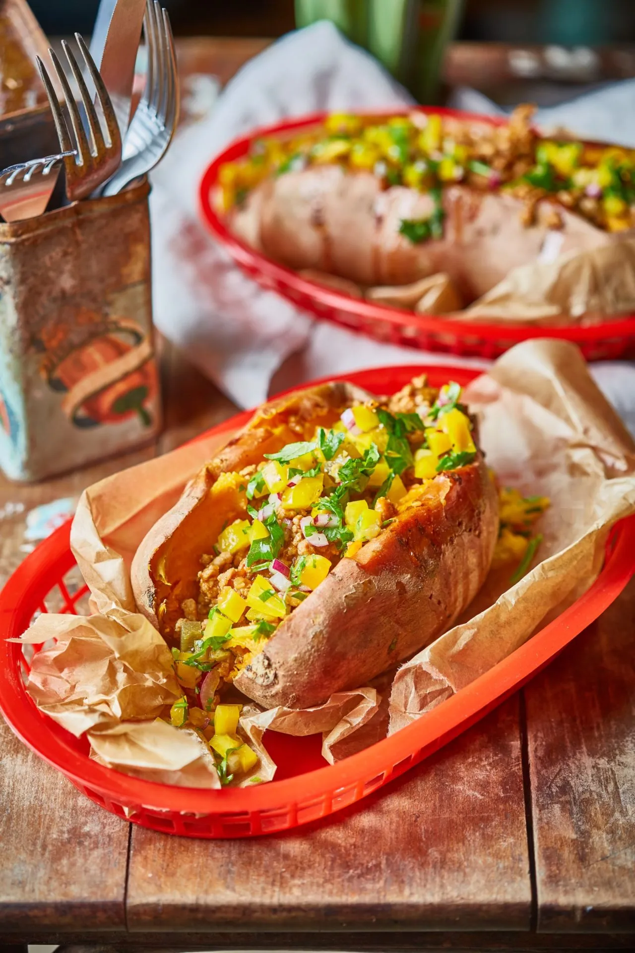 BBQ pulykahúsos édesburgonya jacket potato