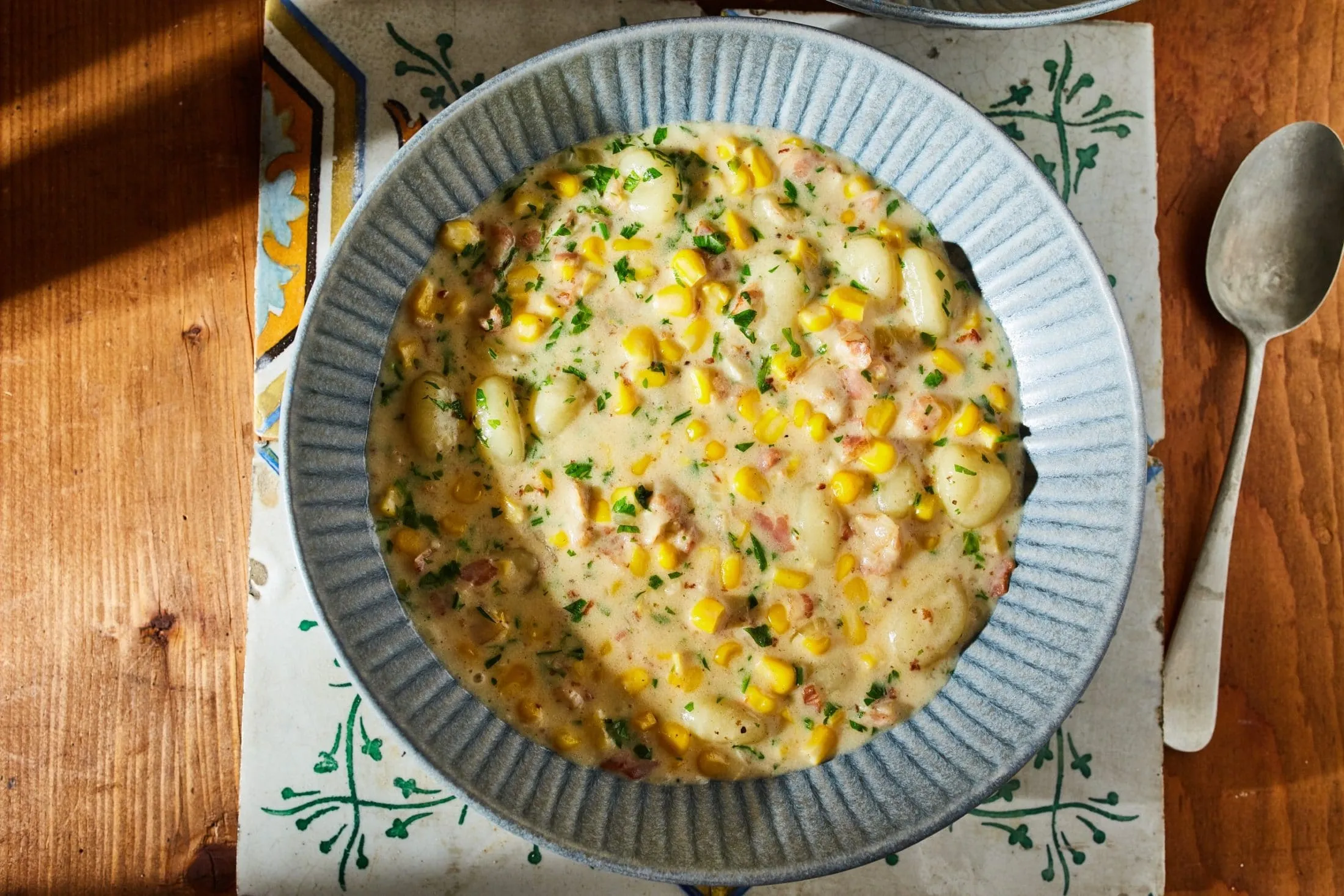 kukorica chowder baconnel, gnocchival