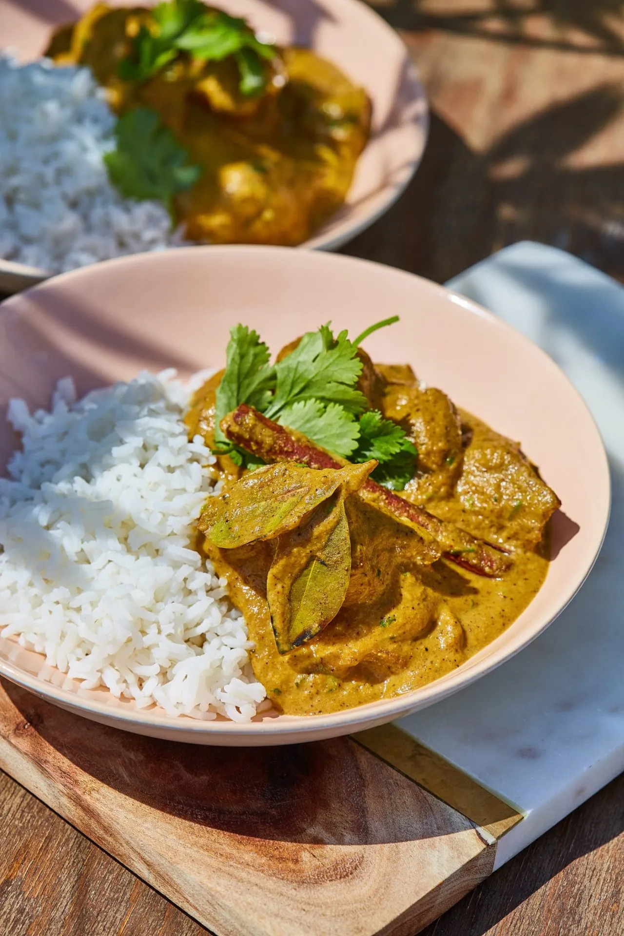 Pulyka korma, kurkumás basmati rizzsel
