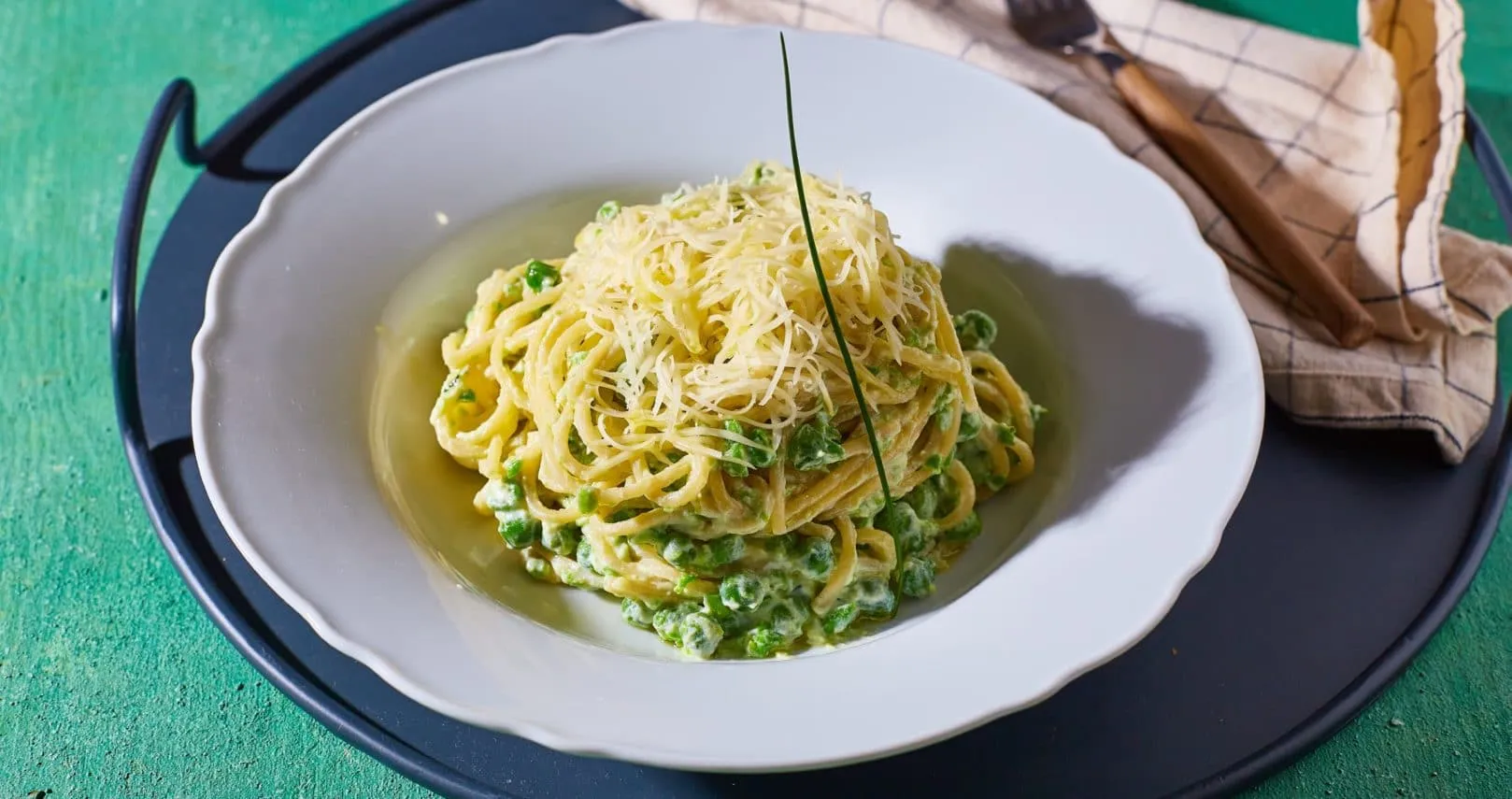 Ricottás-zöldborsós spagetti