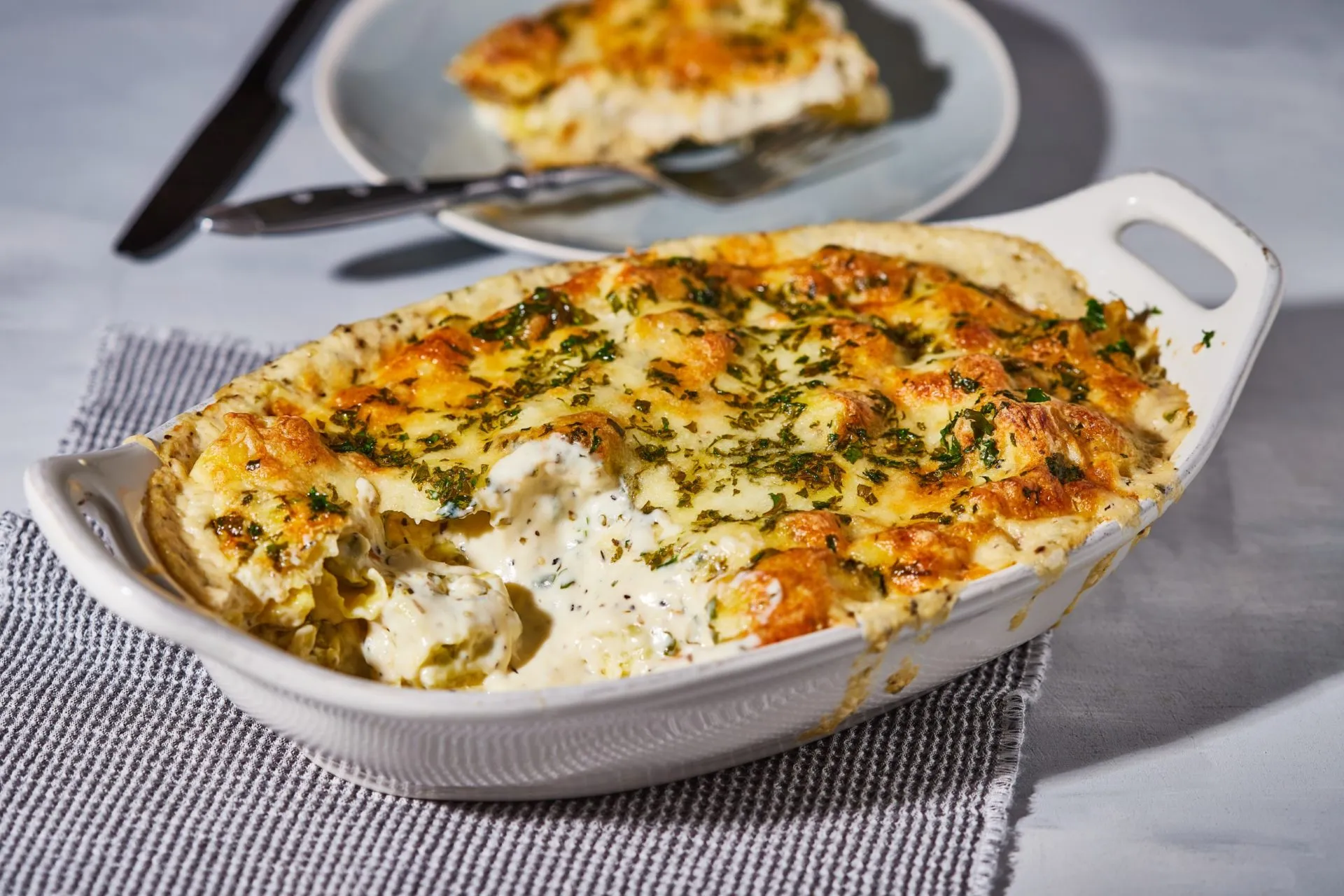 Tejszínes tortelloni besütve