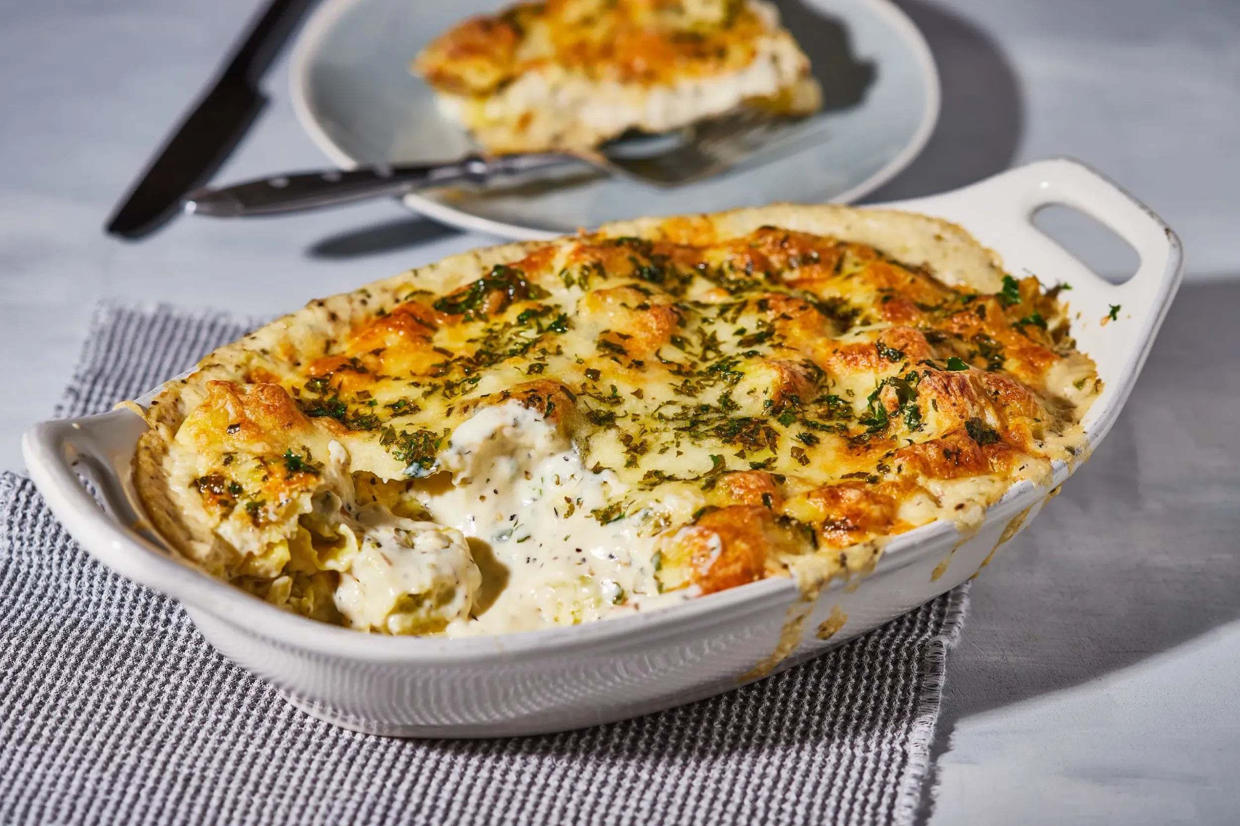 Tejszínes tortelloni besütve