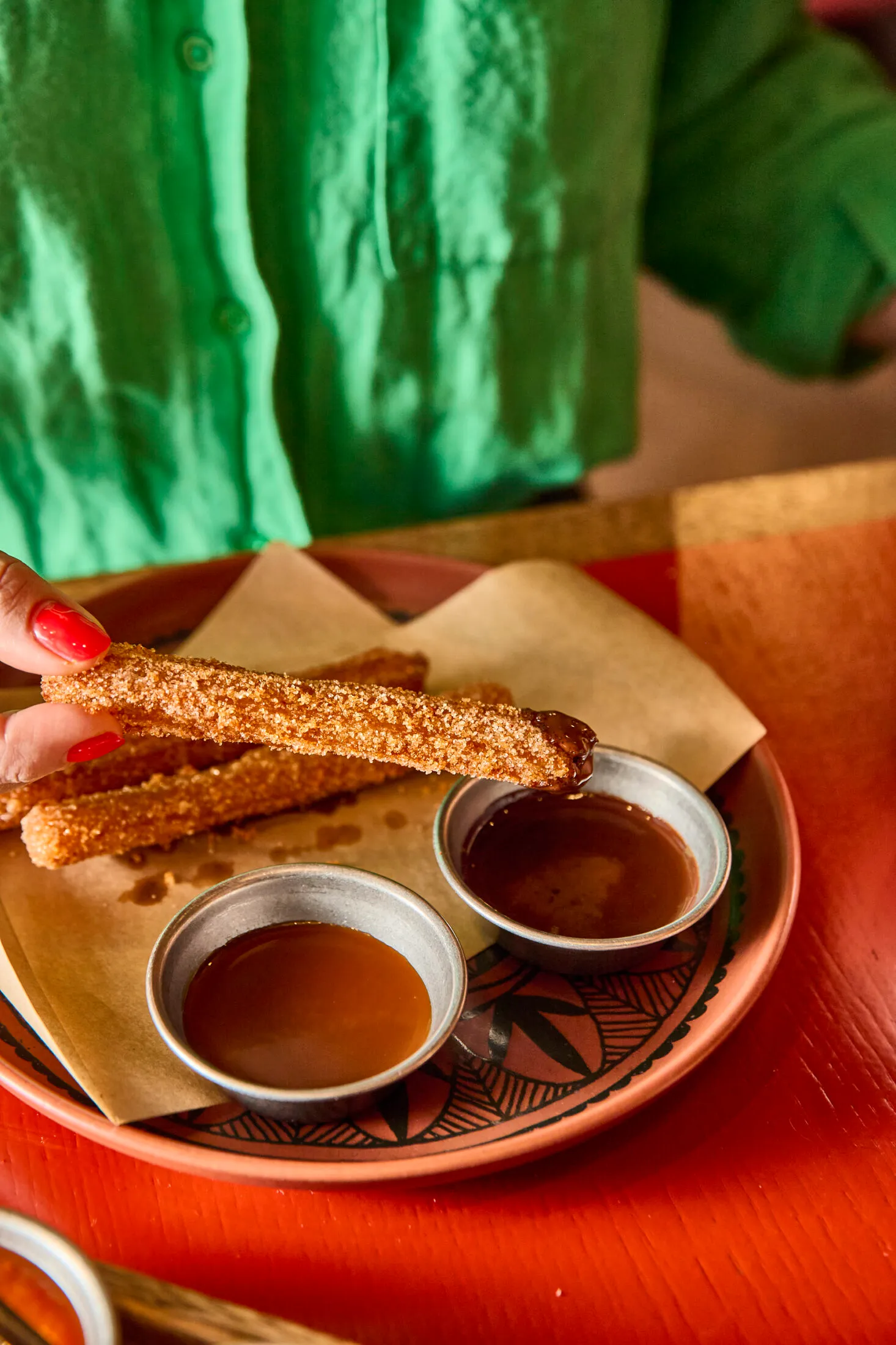 Churros csoki- és karamellszósszal a Todo Mexican Kitchen kínálatából